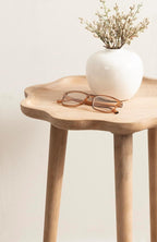 Kate and Laurel Alezar Modern Wooden Round Side Table, 15 x 15 x 22, Light Natural, Transitional Solid Wood End Table with Wavy Edge for Teen Bedroom Nightstand or Dorm Room Decor
