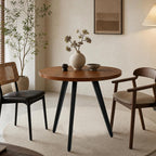 Round Dining Table, Small Dining Table for 2, 31.5" Round Table, Mid-Century Modern Kitchen Table with 1.4" Thickness Wood Grain Tabletop for or Small Space, Dining Room, Kitchen, UG Brown