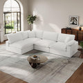 Cloud Modular Couch for Living Room,V Shape Linen Blend Sofas,Modern Deep Seat Cloud Sofas,Convertible Comfort Down Filled Sectional Couches,Removable Washable Cushion Covers,White