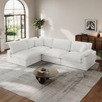 Cloud Modular Couch for Living Room,V Shape Linen Blend Sofas,Modern Deep Seat Cloud Sofas,Convertible Comfort Down Filled Sectional Couches,Removable Washable Cushion Covers,White