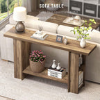 FOLUBAN 53 Inch Long Entryway Table, 2-Tier Wood Console Table with Storage Side Shelves, Farmhouse Sofa Table for Living Room, Narrow Hallway Foyer Table Behind Couch for Home Decor, Rustic Oak