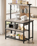 CHOEZON Kitchen Island with Power Outlet, Kitchen Island Table with Folding Top, Stationary Storage Islands, Coffee Bar with Outlets and USB Ports, for Dining Room, Living Room, Greige TZD01UBG