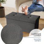 Storage Ottoman Bench with Bins, 30-in Storage Bench for Bedroom End of Bed, Folding Foot Rest Ottoman for Living Room Max 660lbs, Fabric Ottomans, Grey