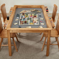 Board Game Table with Removable Table Top, Seats 4 to 6 Players with 57in x 33in Play Area, Includes Play Mat, Detachable Cup Holders and Dice Trays, Minimal Assembly Required