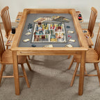 Board Game Table with Removable Table Top, Seats 4 to 6 Players with 57in x 33in Play Area, Includes Play Mat, Detachable Cup Holders and Dice Trays, Minimal Assembly Required