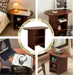 Round End Table with Open Storage,Mid-Century Modern Nightstand Small Space Side Table for Living Room & Bedroom,Easy Assembly Sofa Table(25.5 * 13.3 * 20", Walnut)