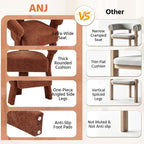 ANJ Modern Chenille Accent Chair, Barrel Armchair with Solid Wood Legs & Curved Backrest, Modern Arm Chair with Upholstered Fabric for Living Room & Vanity Room, Orange