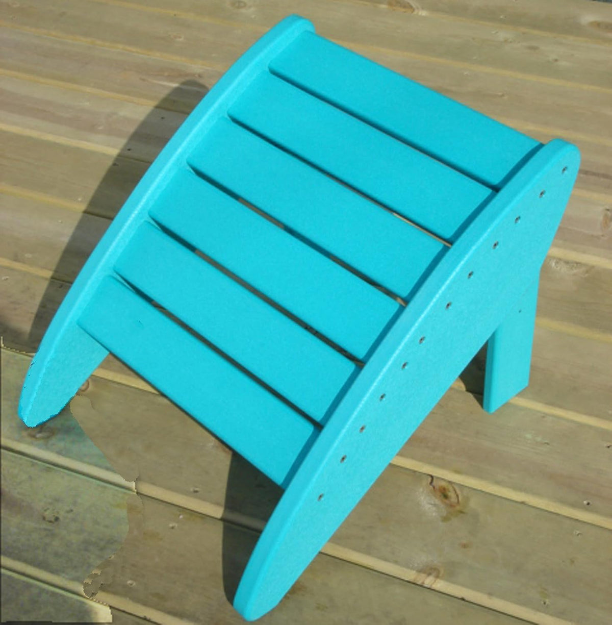 Phat Tommy Poly Adirondack Chair Ottoman - Outdoor Chair Footrest - All Weather Patio Ottoman Furniture, Teal
