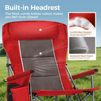 ALPHA CAMP Heavy Duty Camping Chairs with Cup Holder Oversized Folding Chair 500LBS Capacity Outdoor Chair with Headrest,Lawn with Side Pocket for Lawn, Sports and Fishing