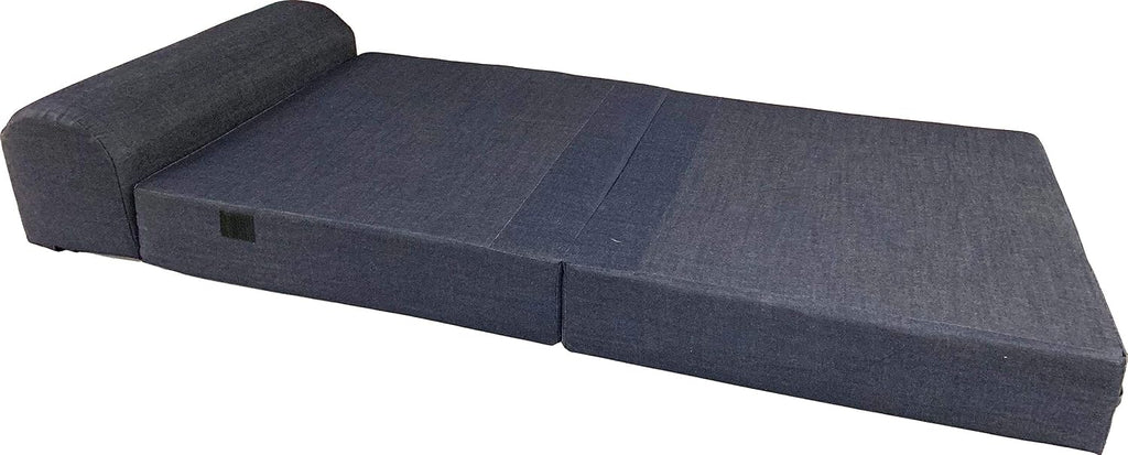 D&D Futon Furniture Sleeper Chair Folding Foam Bed, Portable Studio Guest Sofa Beds 6 x 32 x 70 Denim