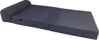 D&D Futon Furniture Sleeper Chair Folding Foam Bed, Portable Studio Guest Sofa Beds 6 x 32 x 70 Denim