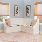 Linon Harris White Corner Breakfast Nook - Nook Only, Table is NOT included! 20.88D x 61.88W x 36.63H in