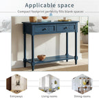 Merax Long Narrow Entryway Console Table with Storage Drawers and Bottom Shelf Dark Navy