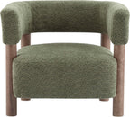 Christopher Knight Home Carly Low Profile Accent Chair, Round Backrest Side Chair, Living Room Armchair with Boucle Fabric Cushion,Comfy Reading Chair for Bedroom,Wooden Single Lounge Sofa,Olive Green