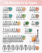 Kootek 158PCs Cake Decorating Kit, Baking Supplies Tools - Includes Cake Stand Turntable, 64 Icing Piping Tips Set, 2 Frosting Spatulas, 3 Scrapers, 50+2 Pastry Bags, Coupler, Video Tutorial, Booklet