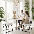 Velvet Dining Chairs Set of 4, Upholstered Dining Room Kitchen Chair with Thick Cushion, Soft Backrest, Metal Legs, Mid Century Modern Accent Side Chair for Home Living Room Bedroom, White