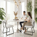 Velvet Dining Chairs Set of 6, Upholstered Dining Room Kitchen Chair with Thick Cushion, Soft Backrest, Metal Legs, Mid Century Modern Accent Side Chair for Home Living Room Bedroom, White