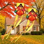 2 Pcs Thanksgiving Turkey Windsocks 40'' Fall Thanksgiving Outdoor Hanging Decoration Vintage Windsock with Pilgrim Hat Colorful Streamer for Autumn Party Farmhouse Window Yard Garden Decor