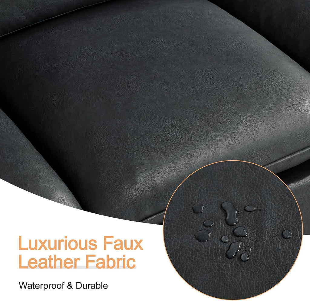 31.5" Faux Leather Large Square Ottoman, Oversized Upholstered Footrest for Living Room, Bedroom, Entryway, Black