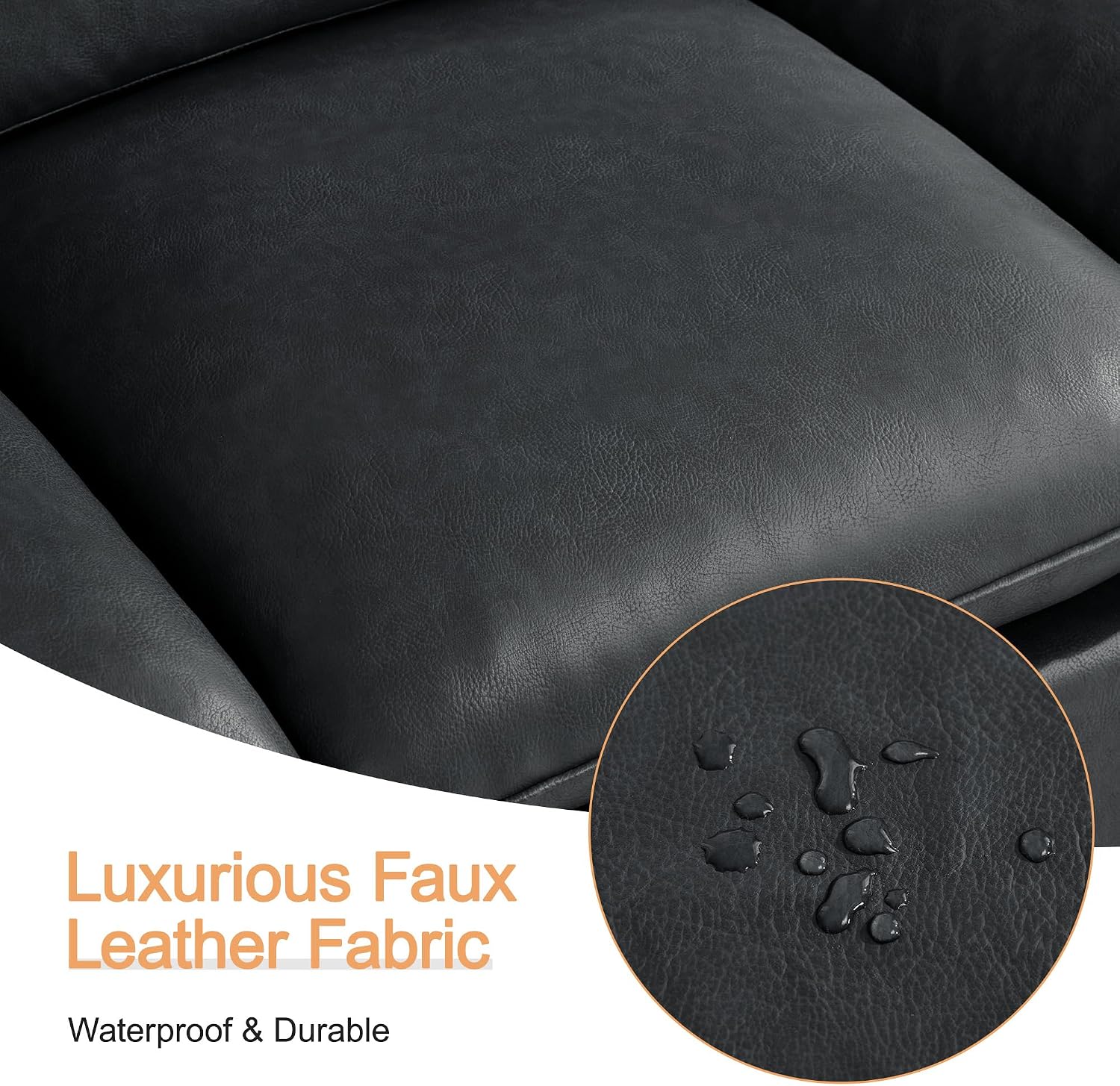 31.5" Faux Leather Large Square Ottoman, Oversized Upholstered Footrest for Living Room, Bedroom, Entryway, Black