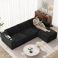 Vesgantti 114" L Shaped Couch, Deep Seat Sectional Sofa, Black | Oversized 3 Seater Modular Couch with Ottoman, Cloud Sofa for Living Room, No Assembly Required, Free Combination, Chenille