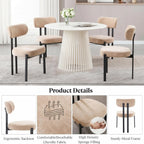 Ya-Home Modern Dining Chairs Set of 2, Chenille Kitchen Chairs, Khaki | Curved Back Upholstered Chairs With Black Metal Legs, Armless Dining Room Chairs Guest Chairs for Restaurant/Home Kitchen