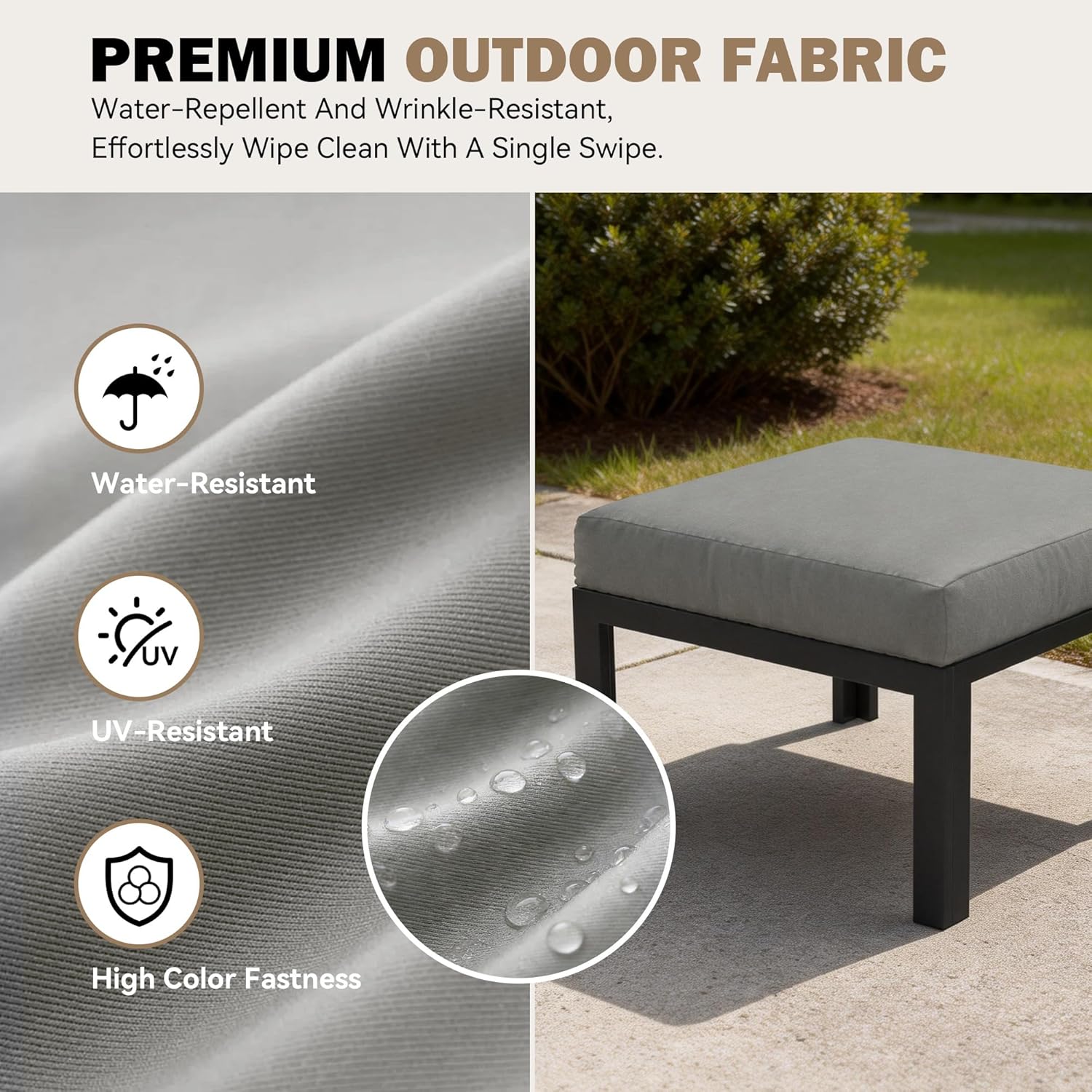 HOMREST Outdoor Couch Aluminum Patio Furniture Sofa, Loveseat and Ottoman, All-Weather Metal Outdoor Patio Furniture with Cushions, (Dark Grey) | Sofa