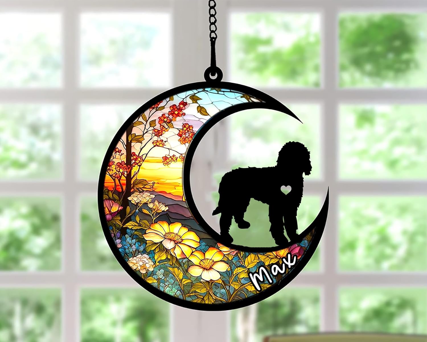 Personalized Dog Memorial, Custom Name Labradoodle Dog Christmas Ornament with Name, Custom Breeds, Pet Loss Light Catcher, Gifts for Lovers Loss of Pet Sympathy on Mothers Day Christmas