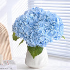 MARTINE MALL 3Pcs 21in Hydrangea Artificial Flowers, Latex Real Touch Hydrangeas Lifelike Large Hydrangea Flowers for Home Decor Party Arrangements Wedding Bouquets Centerpieces (Blue)