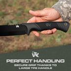 ODENWOLF W Machete - Survival Machete Full Tang with Sheath - Strong D2 Steel Knife Machete for Cutting Trees, for Yard Work, and for Bushcrafting and Big Tactical Knife with TPE-Handle