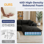 157.6" Oversized Cloud Sofa with 2 Ottomans, Modern Corduroy U Shaped Modular Sectional Couch, Deep Seat Floor Furniture Set, No Assembly Required (4 Seater+2 Ottoman)