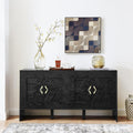 LKTART 60" Black Sideboard Buffet Cabinet,Modern Accent Credenza Storage Cabinet with 4 Doors,Media Console Table for Living Room Entryway