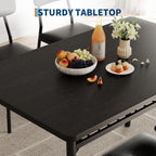 GarveeHome Dining Table Set for 4 with Storage Rack, Black | 5-Piece Kitchen Table and Upholstered Chairs, Wood Tabletop, Heavy-Duty Metel Frame, for Small Space, Apartment, Kitchen Room