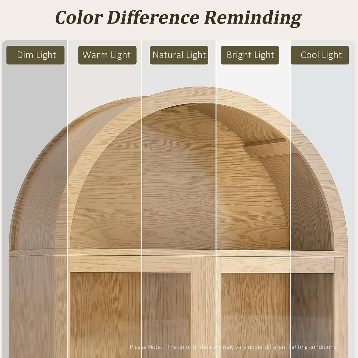 69" Tall Kitchen Pantry Storage Cabinet with Sliding Door, Modern Curved Edge Pantry Storage Cabinet with Glass Door & Adjustable Shelves, Oak Cupboard for Kitchen, Dining Room, Living Room, Office