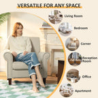 PrimeZone Comfy Accent Chairs Set of 2, Mid-Century Modern Arm Chair, Beige | Soft Cushion, Rolled Armrest, Elegant Nailhead Trim, Sturdy Wood Frame, Ideal for Living Room, Bedroom & Waiting Areas