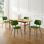 Art Leon Dining Chairs Set of 2- Mid Century Modern Faux Leather Dining Room Chairs with Bentwood, Armless Accent Chairs with Black Metal Legs for Kitchen Living Room, Green