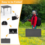 Kasunpul 34" Folding Table, Portable Square Folding Card Table with Collapsible Legs & Carrying Handle, Plastic Tables for Camping,Picnic, Office, Party, Grey