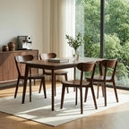 Solid Wood Dining Chairs Mid Century Modern Kitchen Chairs Set of 6 | Rounded Curved Backrest, Wide Comfortable Seat, Ergonomic Support, Easy Clean Wood Finish, Multiple Set Options,Walnut Color