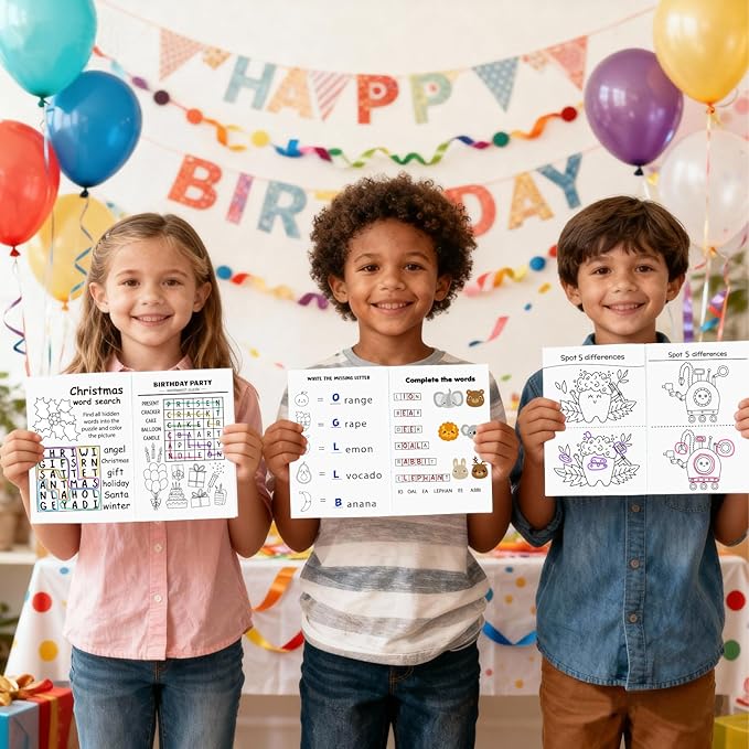 ZMLM 24 Activity Books Party Favors for Kids - Bulk 24 Colored Pencils Mini Coloring Books for Kids 4-8 8-12 Birthday Goodie Bags Stuffers Return Gifts Classroom School Game Prizes Travel(Classic)
