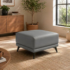 Naomi Home Dora 29.5" Square Ottoman | Synthetic Leather Footstool, Couch Footrest & Extra Seating for Living Room, Gray