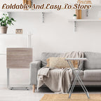 Geetery 2 Pack Folding TV Tray Tables No Assembly Required 18.9 x 15 x 26 in Dinner Table Foldable Snack End Table for Bed Couch Eating Living Room Bedroom (Light Brown)