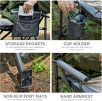 EVER ADVANCED Padded Oversized Folding Camping Chair for Adults, Heavy Duty Lawn Chair with Side Pockets, Portable Collapsible Quad Chair for Outside, Support Up to 500lbs, Grey 2Pack