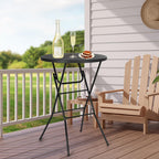 Nice C Plastic High Top Cocktail Table, 31.5" Foldable Bar Table (2P Black) | Portable Round Table, Counter Height Table, Bistro Table, Waterproof, Indoor, Outdoor, Parties, Weddings, Camping, Backyard