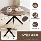 5 Piece Circle Dining Table Set for 6, 47 Inch Wood Dining Table & Black Velvet Upholstered Chairs with Sturdy Black Metal Legs, Round Kitchen Table Set for Kitchen Dining Room, Living Room