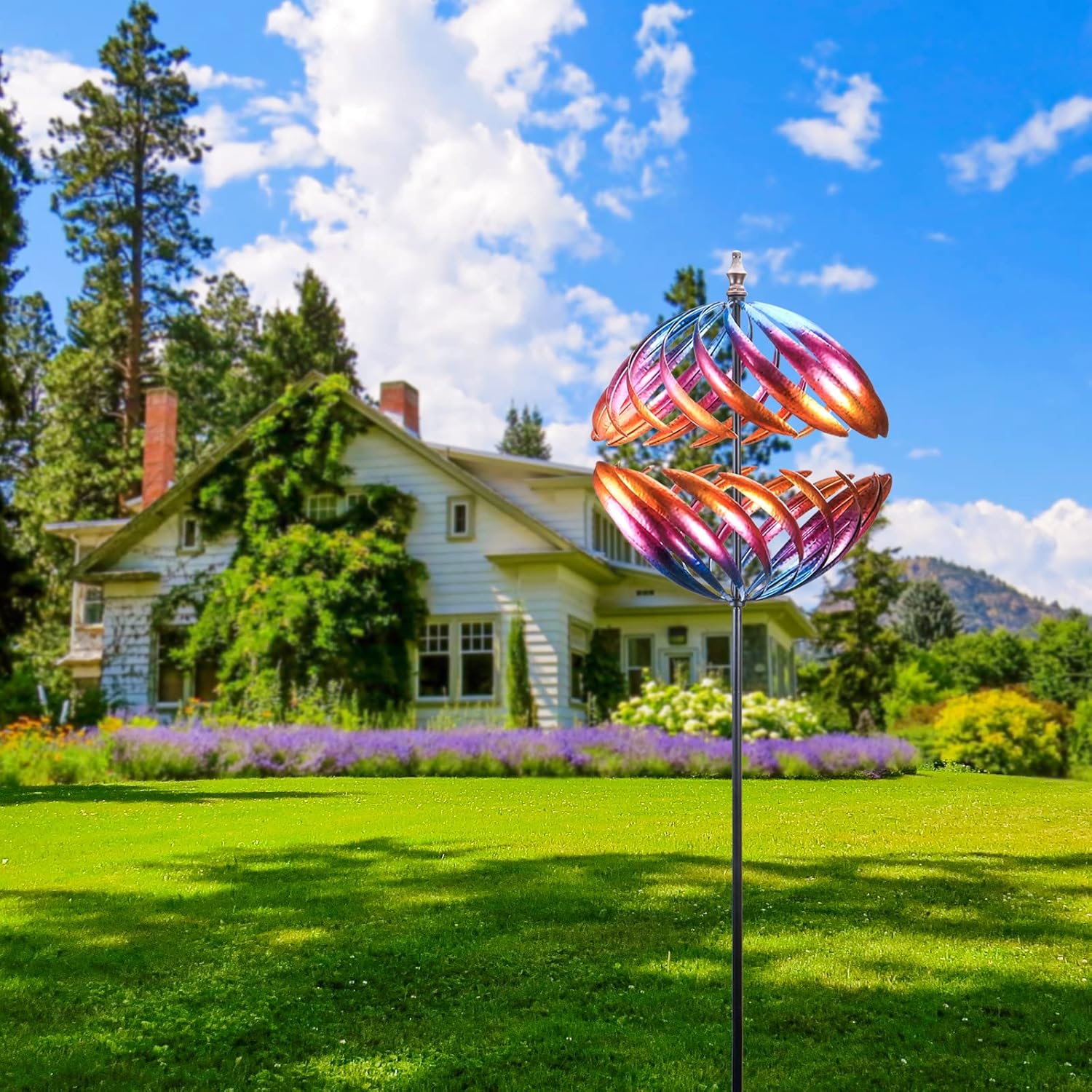 MUMTOP Wind Spinner 360 Degrees Double Steel Metal Wind Sculpture is Suitable for Decorating Your Patio, Lawn & Garden