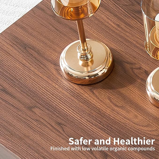 43.3" Coffee Table with Storage, 2-Tier Mid Century Rectangular Accent Table with Thick Tabletop, Rustic Style Cocktail, Center Table for Living Room, Office, Apartment (Walnut)