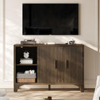Mid Century Modern Fluted Buffet Cabinet with Storage, Accent Sideboard and Credenza Storage Cabinet with Doors, Wood Coffee Bar Console for Kitchen, Living Room (Walnut Brown, 47" 2-Door)