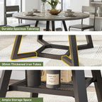 knoworld 51" Round Dining Table for 4-6, Kitchen Table with Storage Shelf, Heavy Duty Circle Pedestal Table for Small Spaces, Farmhouse Wood Dinner Table,Grey