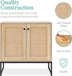 Best Choice Products 2-Door Rattan Storage Cabinet, Accent Furniture, Multifunctional Cupboard for Living Room, Hallway, Kitchen, Sideboard, Buffet Table w/Non-Scratch Foot Pads - Natural