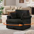 Garvee 39" Modern 360 °Swivel Accent Chair,Large Corduroy Accent Chairs with 2 Pillows,Comfy Upholstered Round Armchair Single Sofa for Living Room,Bedroom,Office,Reading,Black